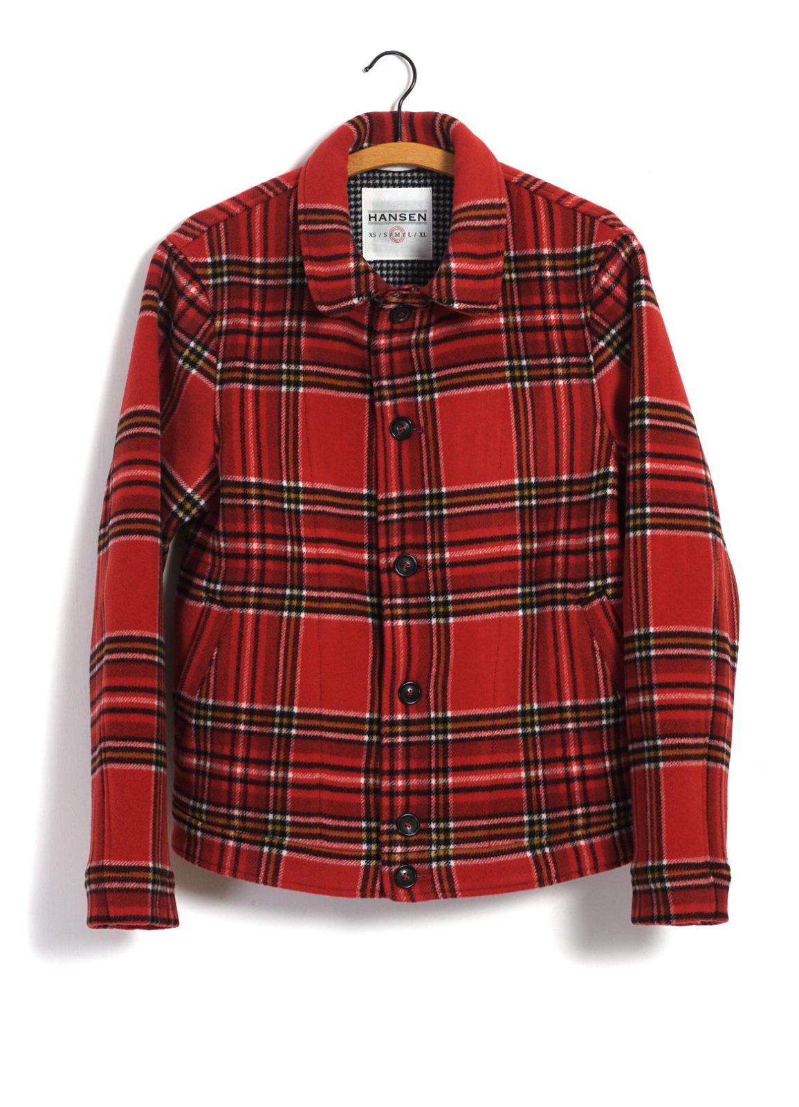 HANSEN GARMENTS - ATLAS | Short Double Face Wool Jacket | Red Check Pepita - HANSEN Garments