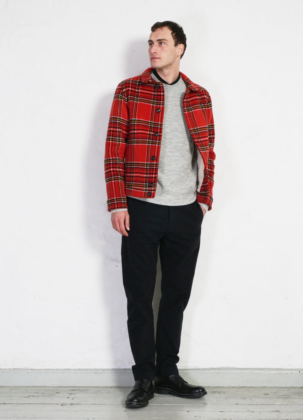 HANSEN GARMENTS - ATLAS | Short Double Face Wool Jacket | Red Check Pepita - HANSEN Garments