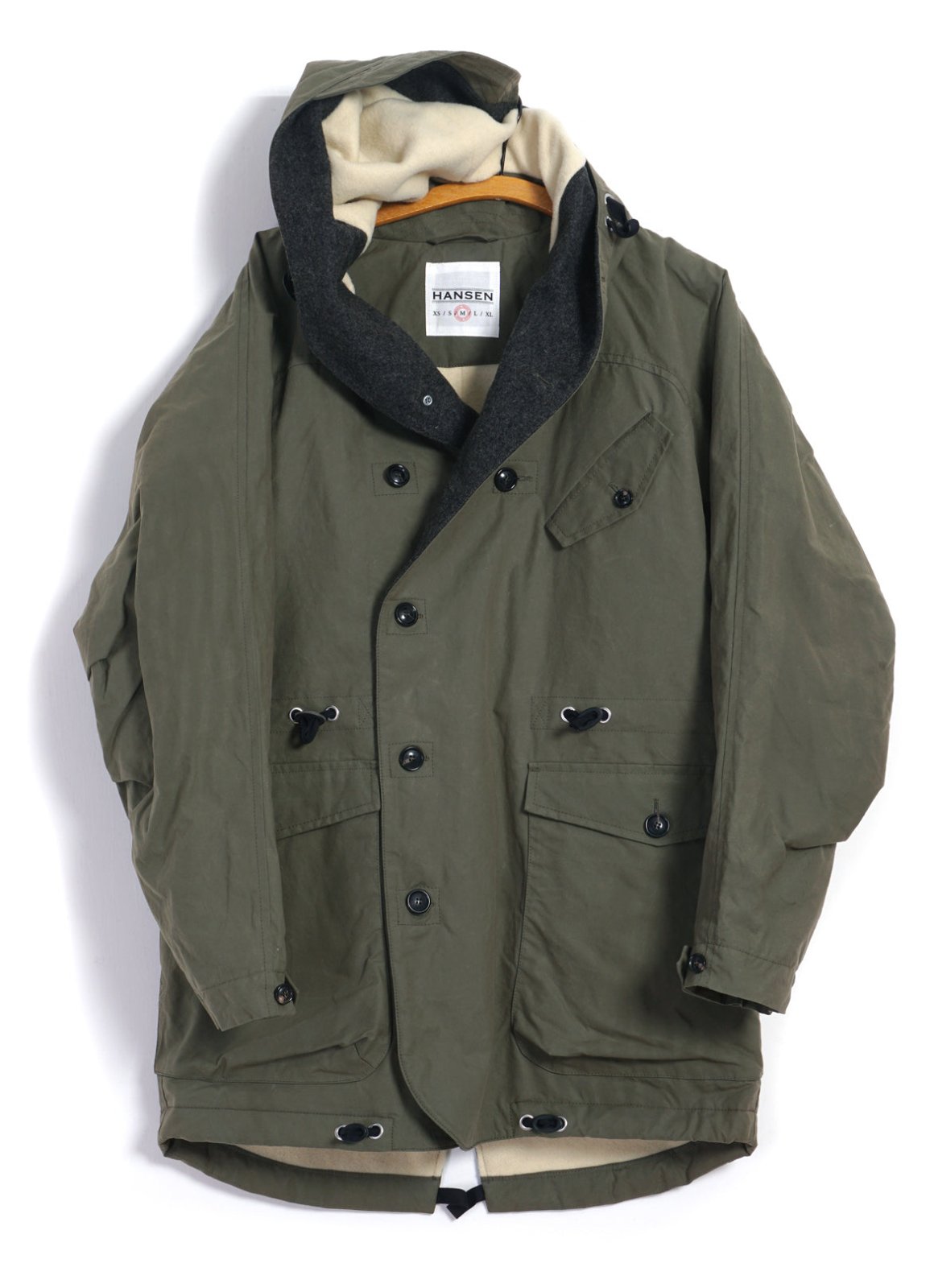 HANSEN GARMENTS - STORM | Hooded Waxed Cotton Parka | Khaki Green - HANSEN Garments