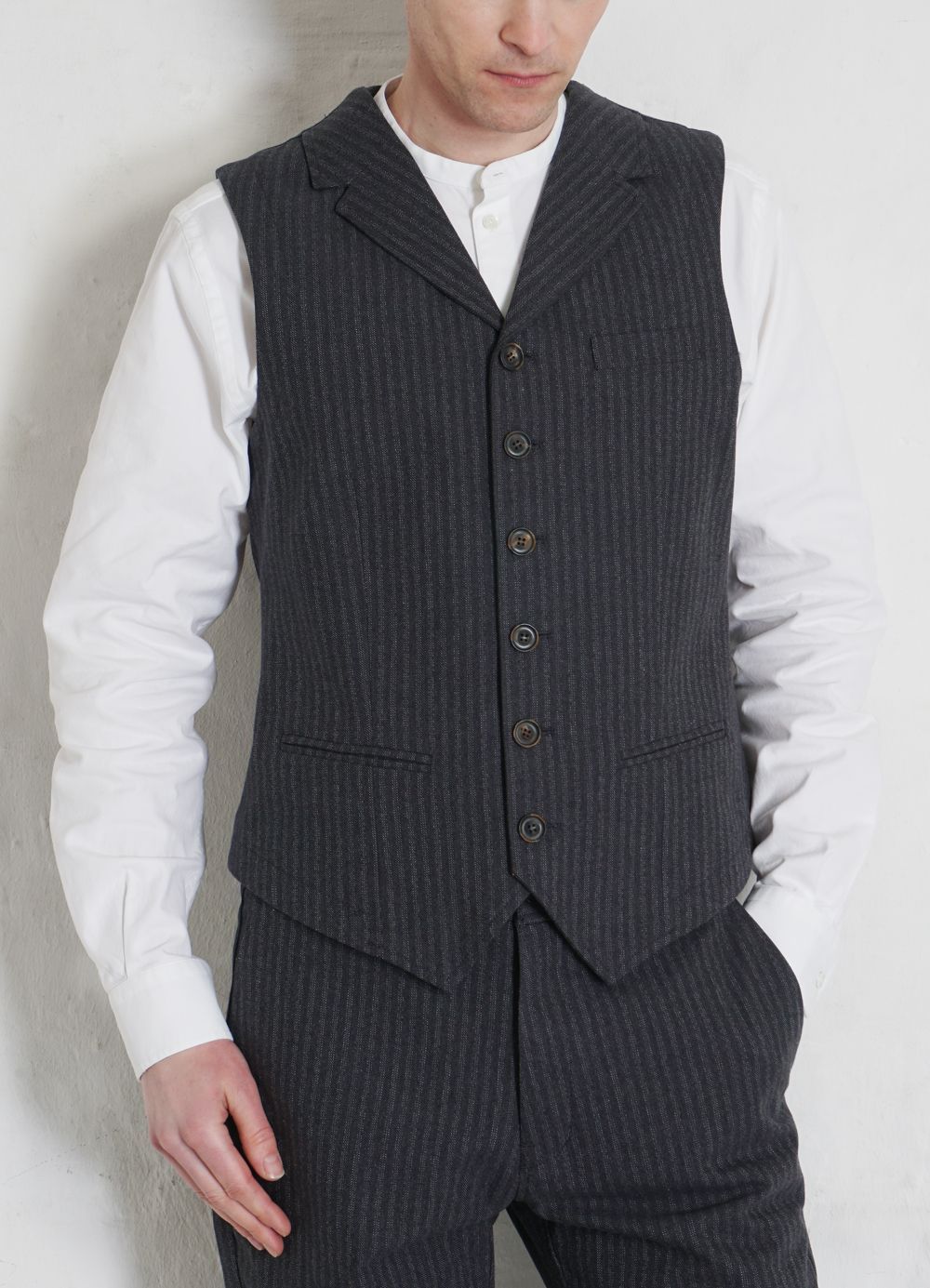 HANSEN GARMENTS - WILLIAM | Lapel Waistcoat | Grey Pin - HANSEN Garments