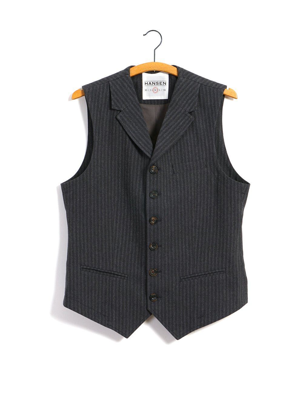 HANSEN GARMENTS - WILLIAM | Lapel Waistcoat | Grey Pin - HANSEN Garments